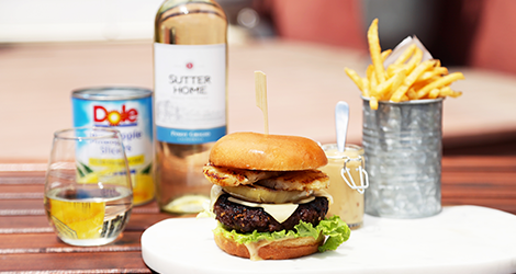 Pineapple Teriyaki Burger + Pinot Grigio